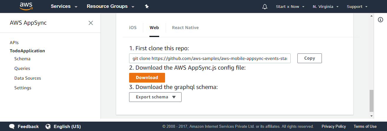 AWS AppSync Config File Download