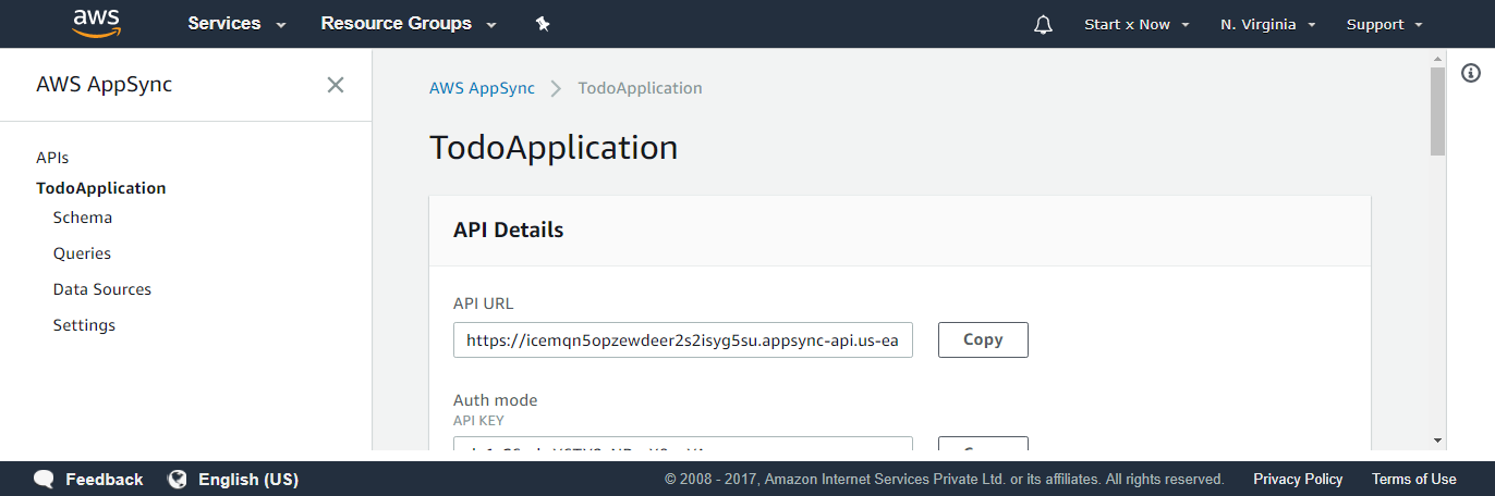 AWS AppSync - App Details Page